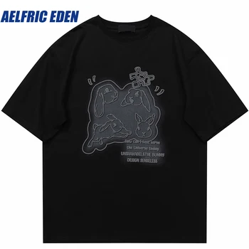 Aelfric Eden Rabbit Пъзел Графична Тениска 2023 Мъжки Градинска Памучен Мека Риза Лятна Риза в стил Харадзюку Унисекс в стил Хип-Хоп