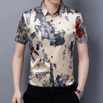 Тениска-поло с уникален темперамент с абстрактен модел, Лятна Класическа мъжка мода за средно младежи с къс ръкав, ежедневни блузи W5593