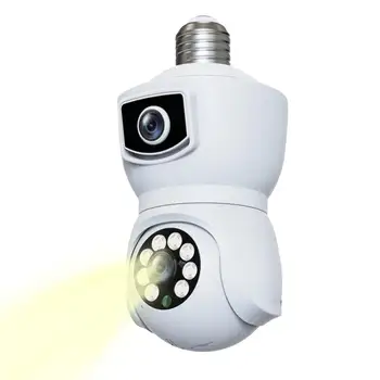 Камера с електрическата крушка на 360 Градуса, Помещение с крушка за нощно Виждане, 2-Мегапикселова камера с двойна леща, 2.4 Ghz, WiFi, Лесна Инсталация, Двустранен Аудиокамера