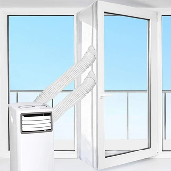 Мерки и теглилки на прозореца за преносим климатик, мерки и Теглилки прозорец с цип и быстросъемным лепило с Бял цвят