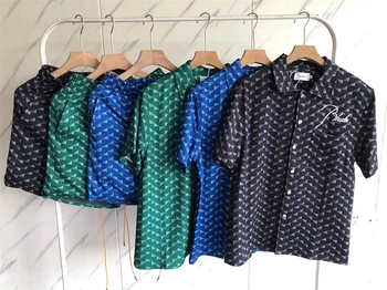 Градинска облекло 23SS
 Ризи с бродерия, мъжки, женски, лоскутные, триъгълни, в клетката, от плътна тъкан, Свободна риза с къс ръкав, Harajuku
