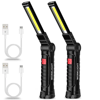 Нов USB Акумулаторна батерия с работно лампа, преносими led фенерче, COB, магнитна подвесная лампа Lanterna с вградена батерия, походный фенер