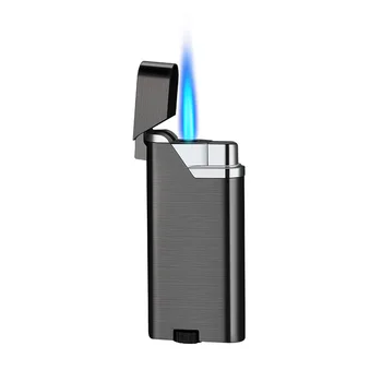 Правоъгълна трапециевидная покриване на надуваема директен запалка Синьо Пламък Бизнес Горивната запалка Силна Огнева Мощ Ветрозащитная Запалка