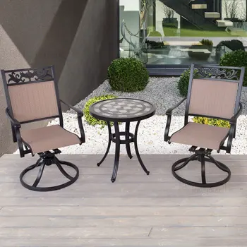 Комплекти за градинска градински мебели Модерна Проста мебели за двор, Определени за отдих в градината и на терасата, Желязо градински Въртящ се стол и маса L