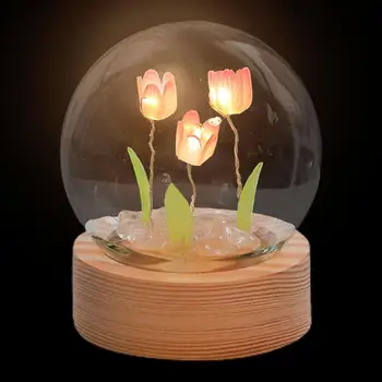 Led лампа под формата на лалета, настолна лампа във формата на цвете Лале, настолна лампа с led лампи, led крушки 