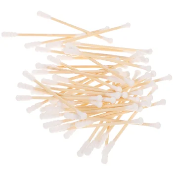 100 бр памучни пръчки с винт винт, бебешки еднократни тампони за почистване на Бяла пластмаса с двата края за деца
