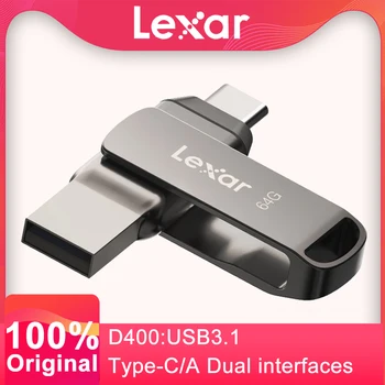 Lexar D400 USB 3.1 Type-C Двухпортовые U-дискове 64 GB 128 GB, 256 GB 130 MB/ss Метален флаш устройство за мобилен телефон, Компютър 32 GB, 100 MB/s.