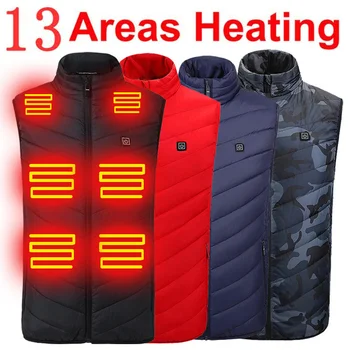 Жилетка с топъл 13 зони за мъже, яке с подгряване, Мъжки Дамско зимно яке, Електрически USB-нагревател, Тактическа топлинна топло за тяло, мъжко палто
