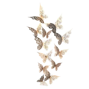 12 бр. Цветни стикери с пеперуди Самозалепващи Кухи етикети с пеперуди са Подходящи за сватбени партита на стената