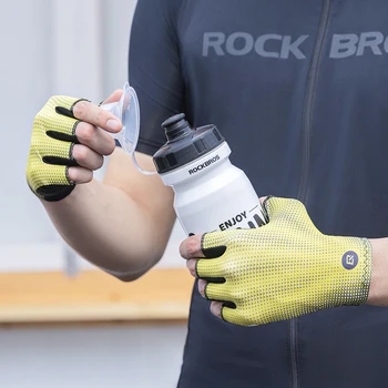 ROCKBROS Велосипедни ръкавици с полупальцами, удароустойчив износоустойчиви дишащи МТБ пътни велосипедни ръкавици, Мъжки спортно кормило екипировка