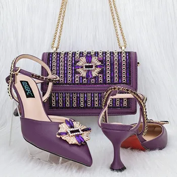 Doershow/модни италиански комплекти обувки и чанти в африканския стил за парти с камъни, италиански чанти за вино, подходящи чанти! HGG1-20