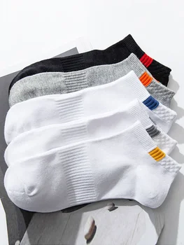 5 Двойки Модни Филтър Стандартните Чорапи-лодочек, Пролет-лято Тънки Мъжки Обикновена чорапи, Ежедневни Спортни Чорапи