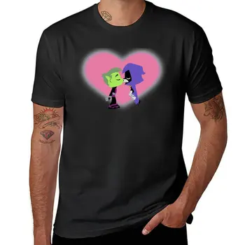 Нова тениска Beastboy x Raven kiss, обичай тениска, риза с домашен любимец принтом за момчета, мъжки t-shirt