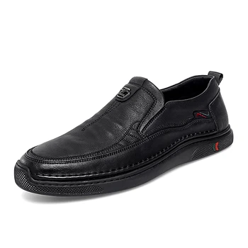 Ежедневни обувки от естествена кожа ръчно изработени, за мъже, лятна дишаща кожена обувки, мъжки нескользящая обувки за разходка на открито