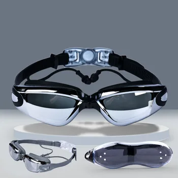 Водоустойчив очила за плуване с покритие покритие, регулируем силикон за гмуркане, защита от ултравиолетови лъчи, Портативни фарове за тапи за уши, водни спортове