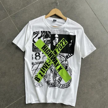 Престой В Присъствието на Летен Принт в стил Хип-Хоп Джърси, Тениска с къс Ръкав За Мъже, Плюс Размера на Свободен Топ Риза