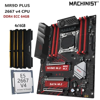 MACHINIST MR9D X99 Комплект дънната платка LGA 2011-3 комплект Intel Xeon E5 2667 V4 CPU 64GB = 4X16G DDR4 ECC RAM Памет Nvme Sata M. 2 ATX