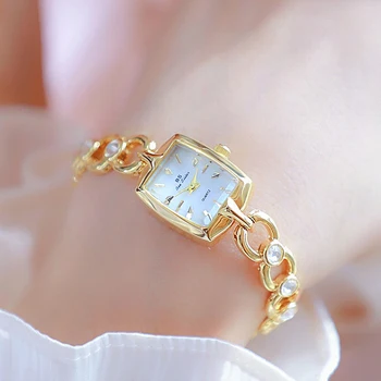 Дамски часовник-гривна с малък циферблат, луксозна марка, водоустойчив златни Сребърни квадратни кварцов мъжки часовник Reloj Mujer 2023