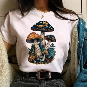 Тениска с гъби, дамски градинска дрехи, забавна тениска с комиксами, дамски дизайнерски дрехи в японския графичен стил