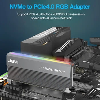 RGB PCIe 4.0 NVMe адаптер, SSD-карта PCIe за NVMe M. 2 с алуминиев радиатор, Съвместима с Gen4 Gen3 Gen2 Gen1