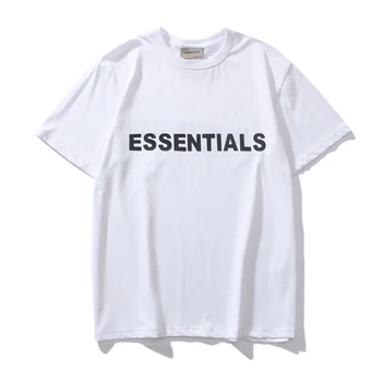 Мъжки t-shirt ESSENTIALS, тениска с кръгло деколте и обемни писмото принтом, 100% памук, ежедневни свободна мъжки дрехи, топ