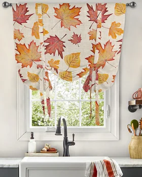 Ден на благодарността, есенни нюанси с кленовыми листа за хол, спалня, модерна душ завеса на прозореца, Кухня, кратък душ завеса