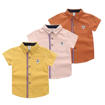 Летни Детски дрехи Мека Риза с джоб с Риза за деца 0-5 години Корейска детска риза дрехи за момчета