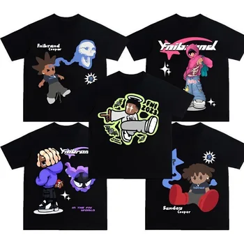 2023 Нова Ексклузивна Уличен хип-хоп Модерен Мъжки Топ с принтом Y2k, тениска Cyber Бебе с къс ръкав, Готическата естетика Гръндж