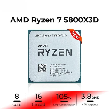 AMD Ryzen 7 5800X3D Box Novo CPU ах италиански хляб! r7 5800X3D 8-Ядрен 16-Стрийминг Гнездо AM4 Маркови Опаковки процесор CPU Без Охладители За настолни игри