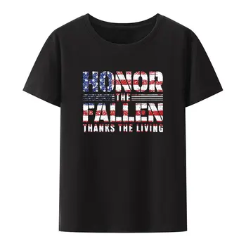 Honor The Fallen Thanks The Living Модальная Тениска Roupas Masculinas, Дишаща Тениска с принтом, Ретро Мъжки Креативна Готина Риза с кръгло деколте