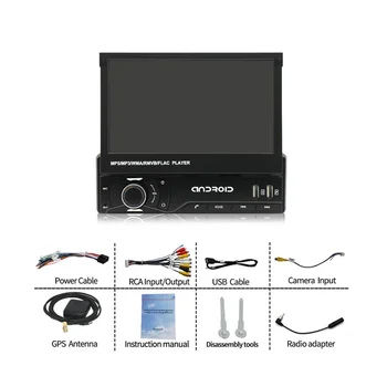 Автомобилна Стерео система със сензорен екран на един Din и Carplay, 7-Инчов Моторизованное Сгъваема Главното устройство, Аудиоприемник Mirror Линк FM/AM USB