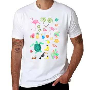 Нова тениска с тропически акварельным модел, изработени по поръчка тениска мъжка тениска
