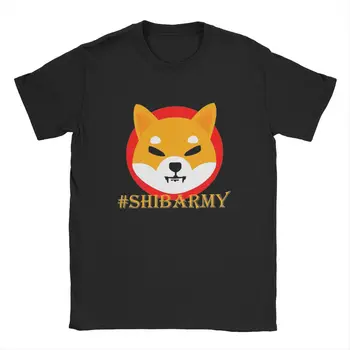 Креативна тениска SHIB ARMY За мъже с кръгло деколте, Тениски от 100% памук, криптографската монета shiba inu, ризи с къс ръкав, подарък облекло