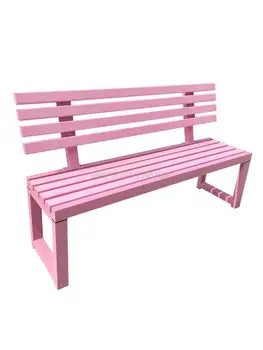 Обичай кибер-празничен Розово парков стол с облегалка, Градинска пейка за отдих, в търговския център, Стол от масивна дървесина, Желязо художествена пейка в двора