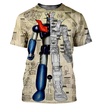 Мъжка Тениска за Мъжки Дрехи, Фланелка Оверсайз с 3D принтом Mecha Graphic, Ежедневни Летни Модни Блузи с къс ръкав
