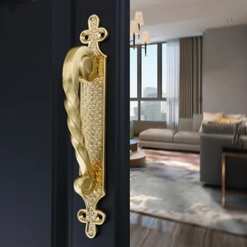Дръжки на вратите от плътен месинг в китайски стил в стил Ретро, Стъклена врата в спалнята на хотела, дървена врата, Европейски дръжки за интериорни врати