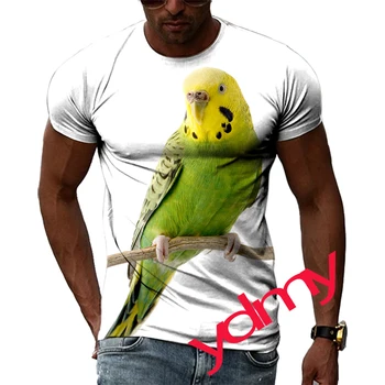 Мъжки t-shirt Tide Fashion Summe с участието на папагал, ежедневни тениски с принтом в стил хип-хоп, с кръгло деколте и къси ръкави, бързо съхнещи върховете