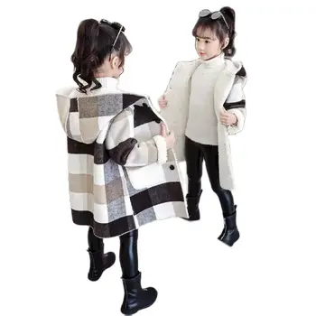 MODX, ежедневни зимни якета за момичета, Топла горна дреха с качулка, Модерно Вълнена Дълга козина, Детски дрехи, дрехи за момичета 12-14 години