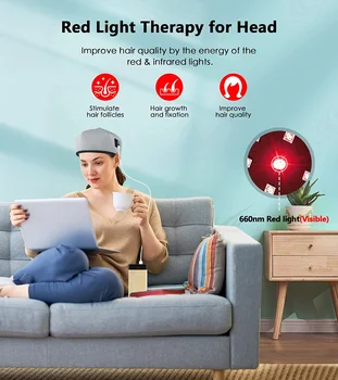 Лазерен каска с Терапия с червена Светлина За Растежа на косата 650 нм 880 нм 940 нм близкия Инфрачервен Диапазон За Растежа на косата Облекчава Главоболие
