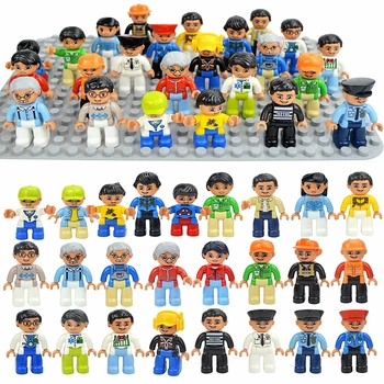 Фигурки на Кукли Съвместими Строителни блокове с Голям Размер Семейни Работници Д-р Полицията Фермер Големи Тухли Забавни играчки за деца