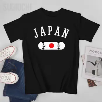 Мъжка Тениска за скейтборд с Японския Флаг, Тениска с кръгло деколте, Дамски Тениски За момчета, Къса тениска От 100% Памук, Унисекс, Всички сезони
