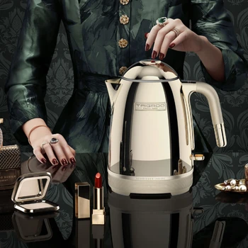 Електрическа Кана Домакински Чайник за варене на чай Вграден Ретро Електрическа Кана от неръждаема Стомана Кана за Пътуване Преносим