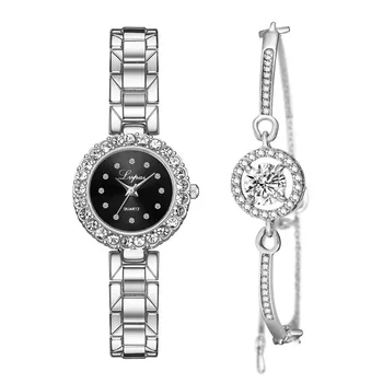 Бизнес ежедневни кварцов часовник с влязат с украшения-гривни, Дамски бижута, Подарък комбинация, Дамски часовници, Модни дамски кварцов часовник Relogio