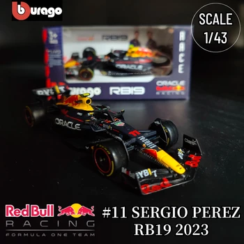 Модел кола Bburago 2023 Формула 1 в мащаб 1:43 Red Bull Racing RB19 Ферстаппен Перес Формула 1 Миниатюрна Колекция, Подарък играчка За Момчета