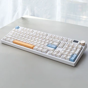 NJ98 Бял Клавиш Type-c Bluetooth 2.4 g Ръчна Цифрова клавиатура на Екрана Дръжка Fn Програмируема С Възможност за гореща замяна RGB ПХБ 8000hAm