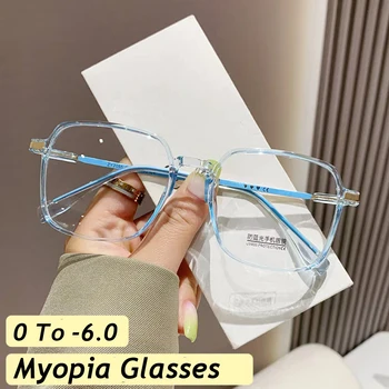 Готови Оптични Очила за Късогледство с Диоптриями От 0 До-6,0, Анти-Синя Светлина, Женски, Мъжки Квадратни Очила За Късогледство, Обикновените Очила