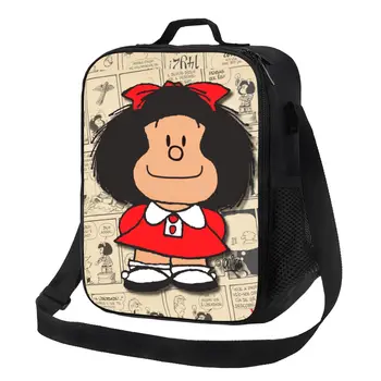 Обичай Ретро Обяд-бокс Mafalda Manga Bag за жени, топло охладител, Изолирани обяд кутии за деца в училищна възраст
