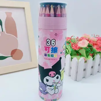 Карикатура на Sanrio 36 Цвята, Стираемый цветен молив, Детска цветна писалка за рисуване, Нефритови молив за кучета, Тубус за бродерия, Студентски аксесоари