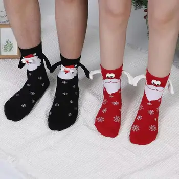 Забавни магнитни смукателни чорапи за двойки, Коледни мультяшные очи, ръка за ръка, магнитни чорапи за Коледа, подаръци за Нова година