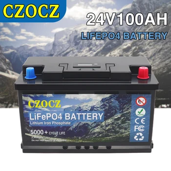 12V 24V LiFePO4 Акумулаторна батерия 300AH 100AH Вградени литиево-железен фосфат елементи BMS 5000 Цикъла За Кемперов RV Слънчевата Със зарядно устройство